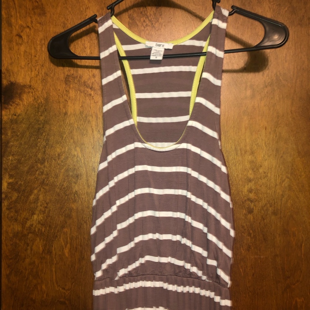 Bar III Brown and White Sleeveless Sundress